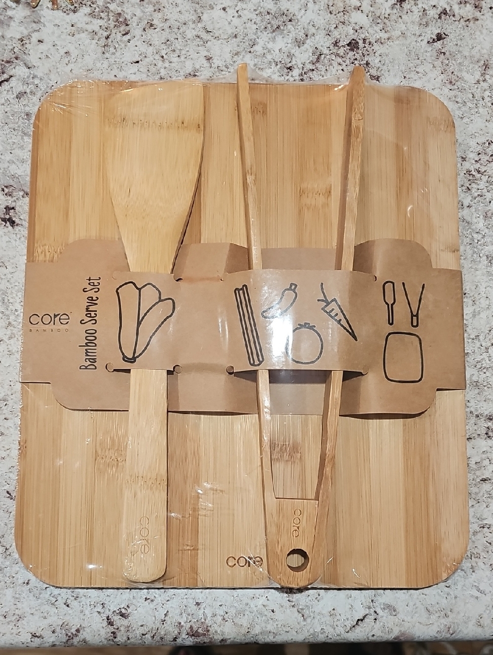 BAMBOO Natural Bamboo Serving Set with Board and Utensils
